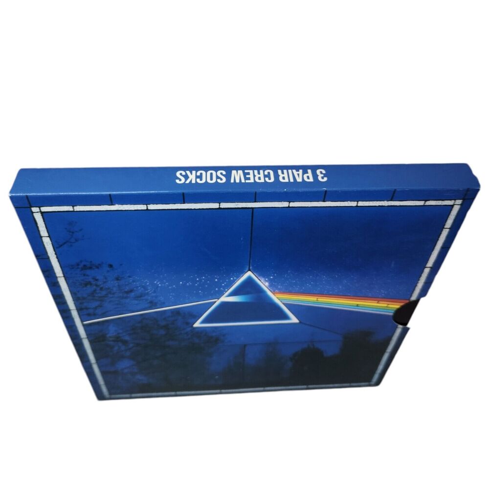 Pink Floyd Mens Dark Side of the Moon Crew Socks Size 10-13 Record Shaped Box - Picture 3 of 8